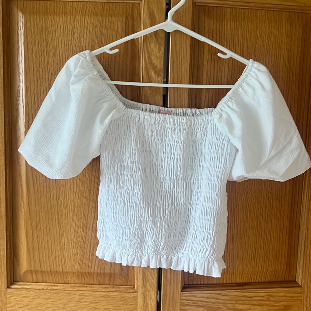 Pink Lily Smocked Puff Sleeve Blouse